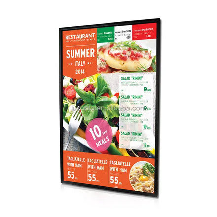 27x40 Inches Black/Silver LED Menu Light Box Restaurant Menu Board Display with DC 12V/24V Wall-Mounted Power