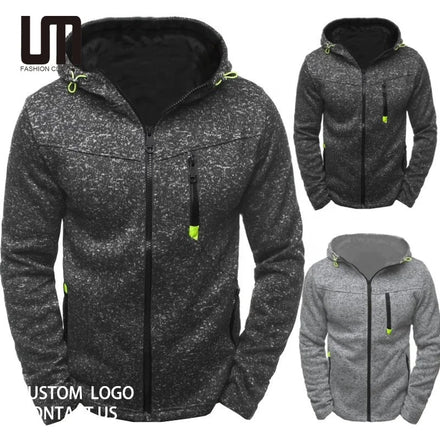 Liu Ming Cheap Wholesale Custom logo Men Autumn Winter Casual Streetwear Jacket Zipper Coat Hooded Sweatshirt