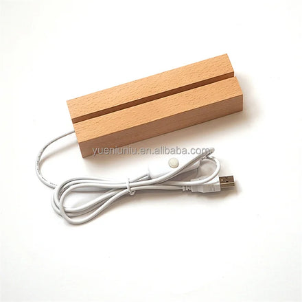 Laser Engraving DIY Graffiti Memo Acrylic USB LED Luminous Night Light Rectangle Wood Base Lamp Frame Warm White Light Switch