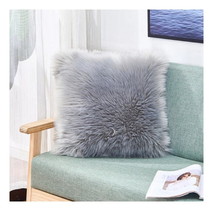 18X18 Inch Grey Fur Plush Cushion Cover Shaggy Fluffy Home Decoration Throw Pillow Case Cover for Livingroom