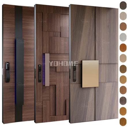 China Yohome Door Supplier Custom House Entry Exterior Wooden Door Residential Front Security Exterior Pivot Entrance Door