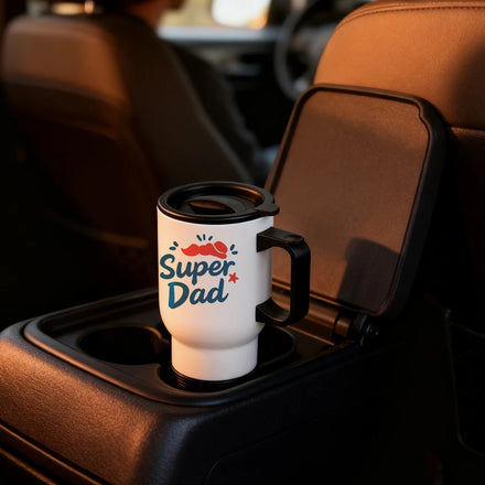 Topjlh 15oz Inner Outer 304 Stainless Steel Car Mug Double Wall Insulated Travel Coffee Mug with Handle Lid Fit Car Cup Holder