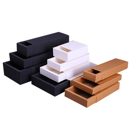 Good Sale Drawer Box Kraft Paper White Black Cardboard Pull-Out Gift Package Slide Box for Business