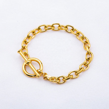 Classic Personality Stainless Steel Fade Resistant Plating Gold Chain Bracelets for Male/Female