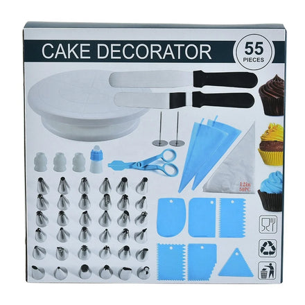 55-Piece Cake Toppers and Baking Tools Set Party Decorations with Whisk and Cake Pans Steel Material for Cake Decorations