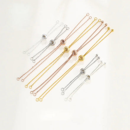 S925 Sterling Silver Sliding Adjustable Bracelet Making Chain Half-finished Bracelet with Rubber Stopper Beads