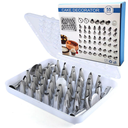 55Pcs Baking Supplier Cake Decorating Piping Icing Nozzle Set Cake Decorating Tips Set with Gift Box