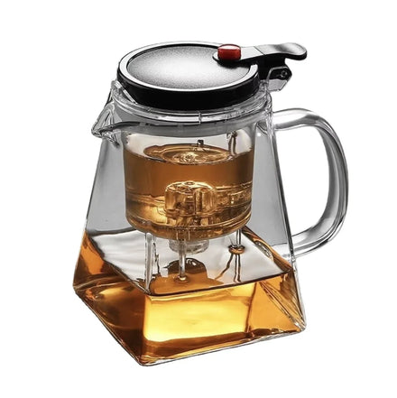800ml 1000ml Stovetop Safe Blooming Loose Leaf Borosilicate Tea Kettle Maker Set Square Glass Teapot with Removable Infuser