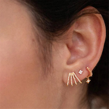 EQE47 RINNTIN 925 Sterling Silver Triangle Stud Earrings Cubic Zirconia Rhodium Plated Multiple Claw Stud Earing