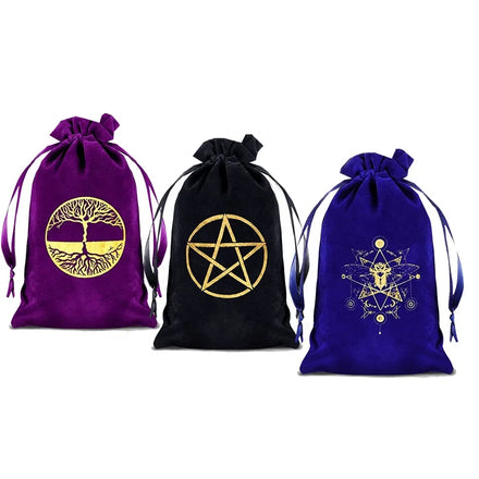 Linna 5*7inch Triple Moon Drawstring Gift Bags Tarot Pouch Card Holder Jewelry Altar Divination Wicca Velvet Customizable Colors