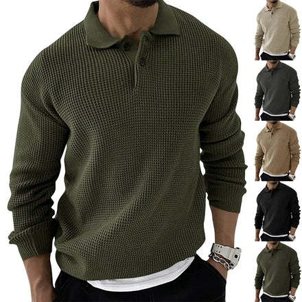 Wholesale Men's European American Lapel Sweater Fashion Urban Slim Sweater Long-Sleeved Knitted Sweater