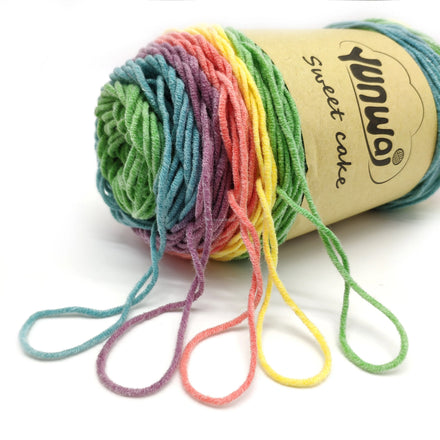 Mercerized Cotton Gradient Color Cake Line Rainbow Colorful Cake Yarn Acrylic Cotton Blended