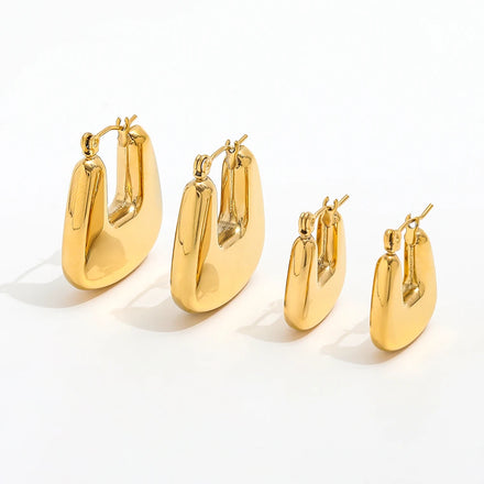 Fenny High End Waterproof Fashion Classic Chunky Geometric Hollow Hoop Earring Wholesale Stainless Steel Ladies Jewelry