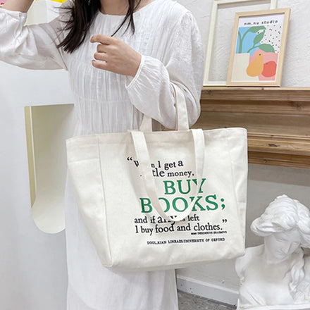 Custom Logo Printed Reusable Recycled Cotton Canvas Tote Bags Small/Medium/Extra Large Sizes Zipper Shoulder Pockets Custom