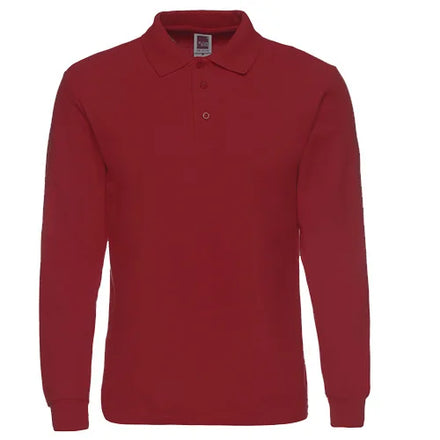 Long Sleeves Polyester Cotton Blend Knitted Mens Golf Polo Shirt With Custom Logo