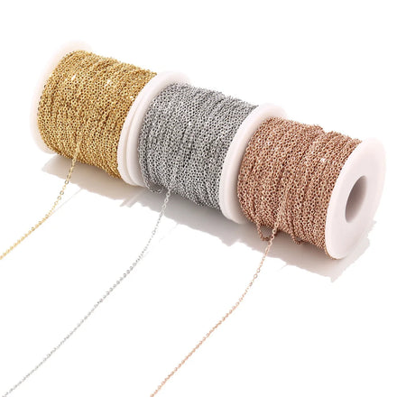 DIY Jewelry Findings Gold Plated Stainless Steel Cable Chain Roll for Jewelry Making Accessories