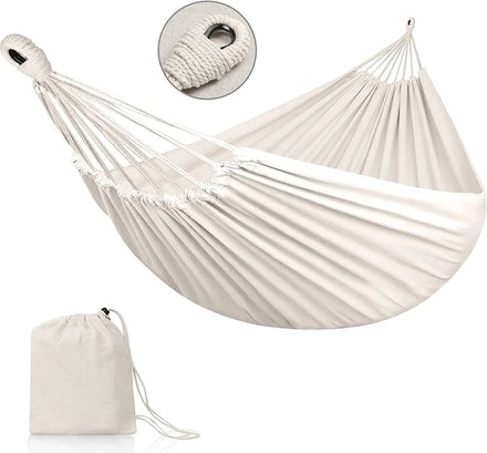 Woqi Quick Dry Double Hammock With Folding Curved Spreader Bar 2 Person Portable Hammock for Patio Camping Pool Side