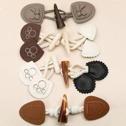 Wholesale Custom Round Pattern PU Leather Coat Button for Children Women Flatback Style Resin Toggle Button Covered Techniques