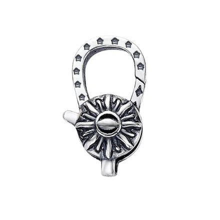 Oxidized Coating Solid 925 Sterling Silver Sun Flower Shape Lobster Clasp Silver Lock Findings for Bracelet & Necklace Jewelri