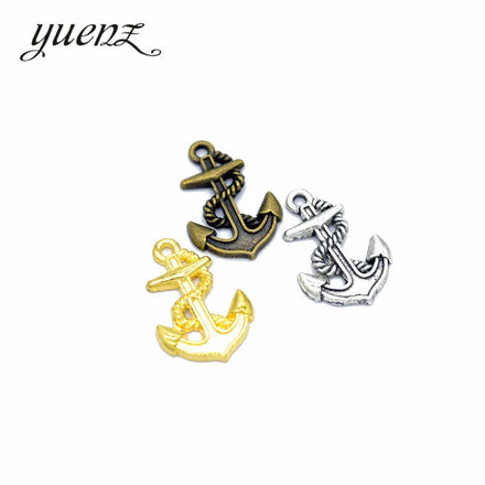 YuenZ Antique Silver Color Charms Metal Ship's Anchor Charm Pendant Bracelet Necklace Jewelry Making 13*12mm H38