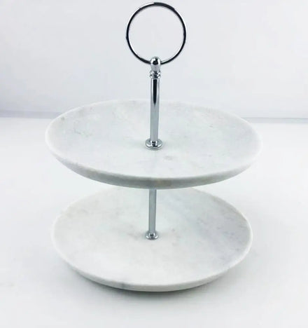 Home Marble Plant Pattern Multi-Layer Creative Europe Style Fruit & Pastry Serving Plate Afternoon Tea Double Cake Tray
