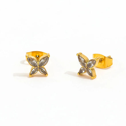Fenny High End Mini Luxury Dainty Zirconia Butterfly Stud Earring for Women Wholesale Stainless Steel Ladies Jewelry