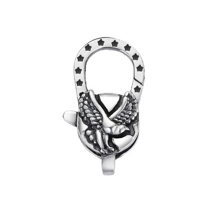 Cool Unique Silver Clasp Eagle Pendant Lock Oxidized 925 Sterling Bracelet Clasp for Men & Women Jewelry