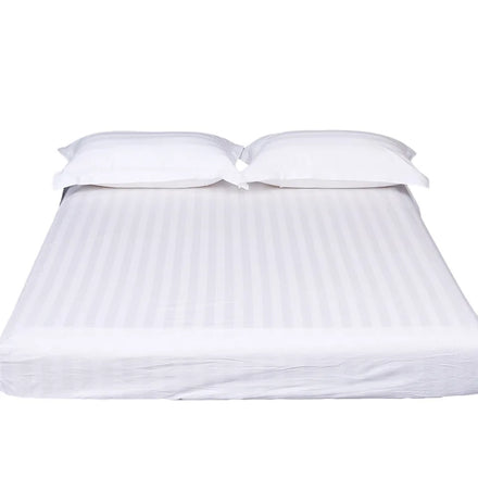 Best Seller Custom logo Hotel Home Soft Microfiber 100% Polyester Twin Full Queen king Hotel White Satin Strip Bed Hat