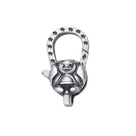 Lovely Cartoon Jewelry Findings Clasp Oxidized Solid Sterling Silver Coating Bear Lobster Claw Clasps for Bracelet Jewelry