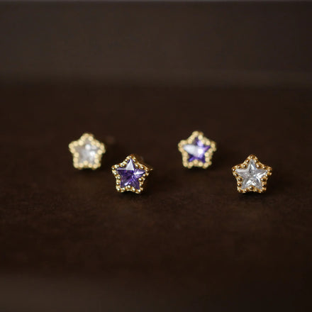 INS Cute Fashion Pure 925 Sterling Silver Fancy Zircon Star Shaped Stud Earrings for Women Girls