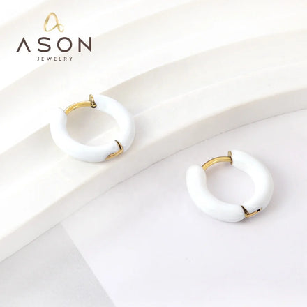 Ason Fast Shipping Party Colorful Hoop Earring Fashion Trendy Jewelry Women Hoop Stainless Steel Earring Jewelry