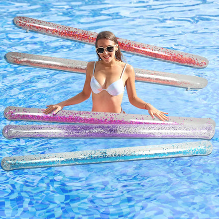 Pool Noodles Inflatable Swimming Noodle Filled with Glitter Confetti PVC Pool Noodle Float for Adults Swimming Pool Beach