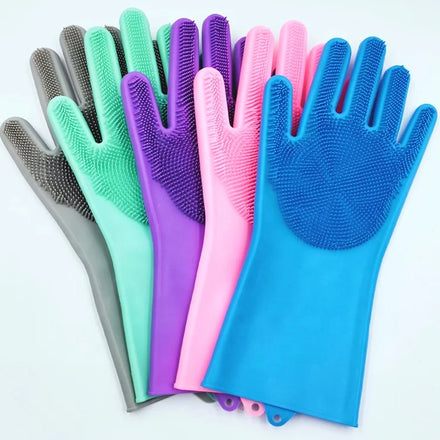Manufactures Hot Selling Custom logo Pair of Kitchen Bathroom Car Reusable Silicone Dishwashing Gloves