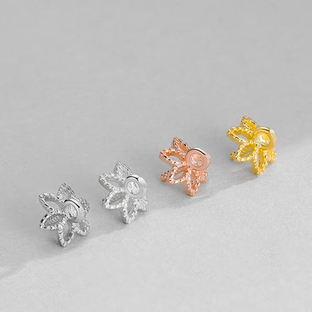 925 Sterling Silver Pearl Jade Pendant Bails Pinch Gold Plated Flower Shape Connector Pendant Beads Cap for Jewelry Making