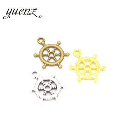 YuenZ Antique Silver Plated Rudder Charms Metal Pendants for Jewelry Making DIY Handmade Craft 18*15mm H24