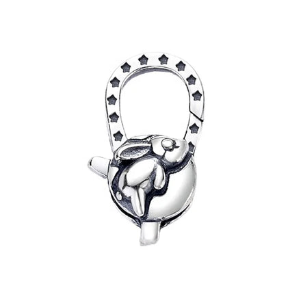 Funny Cute Rabbit Flying Lobster Claw Clasp Oxidized Silver 925 Trigger Clasp for Men & Women Bracelets