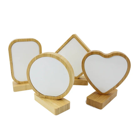 Sublimation Blanks Bamboo Display Aluminum Photo Frames with Aluminum Disc for Custom Home Hotel Decor