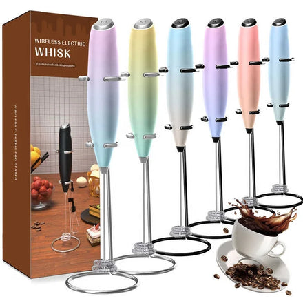 2022 Stainless Steel Cordless Handheld Battery Operated Electric Whisk Beater Milk Frother Foam Maker for Coffee Hot Chocolate
