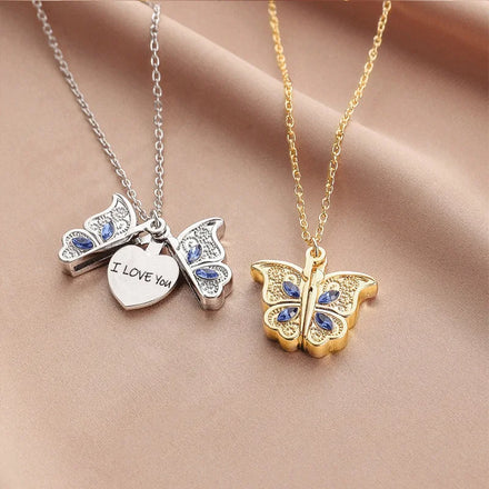 Trendy Cute Animal Butterfly Heart Pendant Can Be Opened Necklace Photo Album Box Pendant Necklace Jewelry