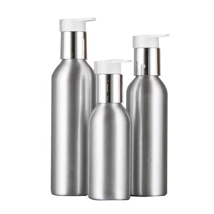 Custom Luxury 300ml/500ml Aluminum Silver Cosmetic Bottle Pump Face Cream Skin Care Perfume Essential Oil Lipstick Makeup Tools