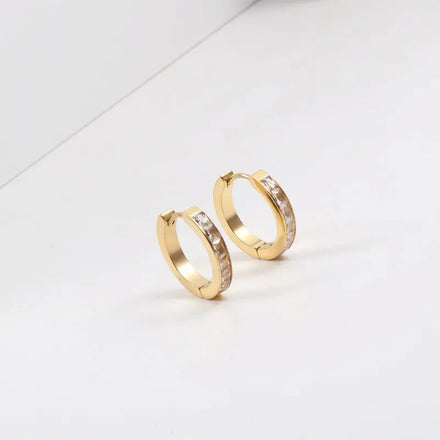 Fenny High End Tarnsh Free Dainty Zirconia Pave Hoop Earring Trend for Women Wholesale Stainless Steel Ladies Jewelry
