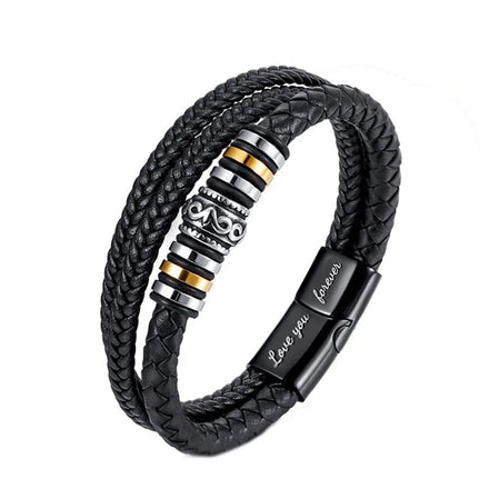 Fashion Hot Selling Multi-layer Braided Bracelet to My Son Gift Magnetic Clasp Leather Bracelet for Men