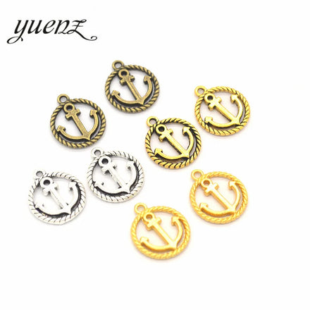 Antique Silver Color Charms Metal Ship's Anchor Charm Pendant Bracelet Necklace Jewelry Making 18*15mm H05