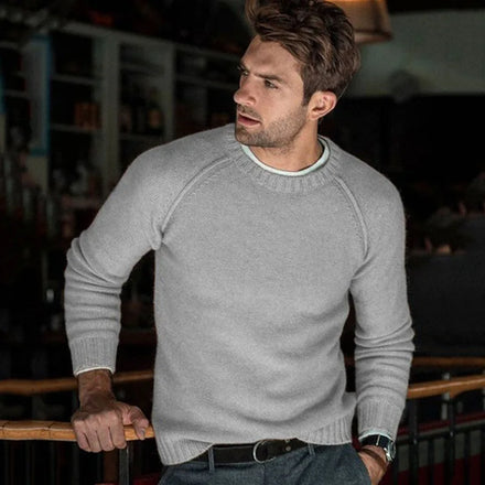 S-3XL Autumn Winter Round Neck Sweater Men's Casual Sweater Top Long Sleeve Pullover Sweater Crew Neck