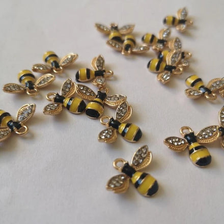 Enamel Crystal Honey Bee Charms DIY Jewelry Making Pendant Craft Gift