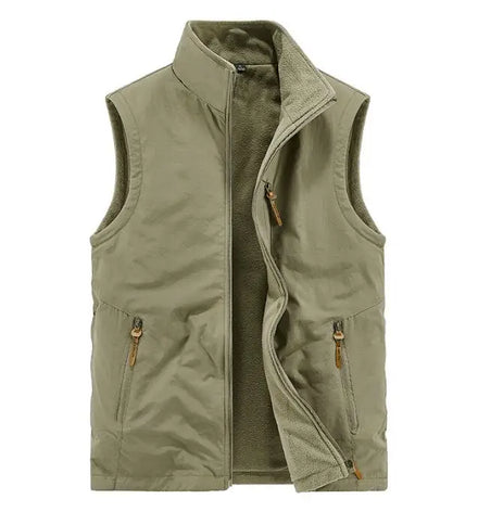 Wholesale Custom Outdoor Full Zip Fleece Vest Warm Casual Winter Vest Jacket Men's Sleeveless Outwear