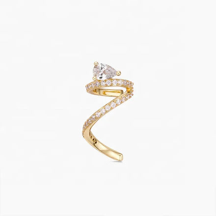 Newest 18K Gold Plated No Piercing 925 Sterling Silver White Pear CZ Ear Cuff Fashion Jewelry for Girls