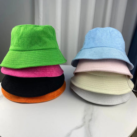 Unisex Luxury Bucket Hat Custom Hot Terry Cloth Toweling for Men Women Retro Streetwear Colors for Daily Casual Fishing Use