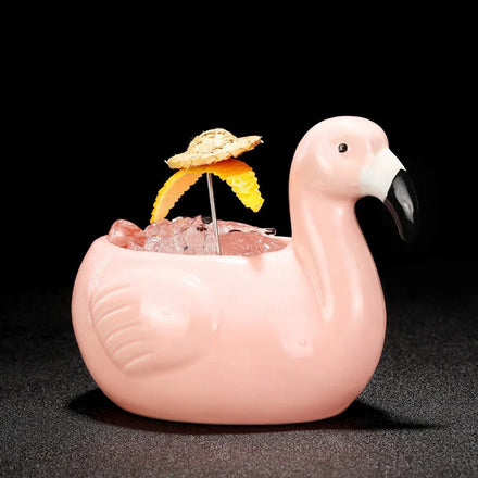 Popular Hallowmas Marble New Bone China Duck Bird Tumbler Animal Shaped Mug Hawaii pink Flamingo Shape Ceramic Tiki Mugs