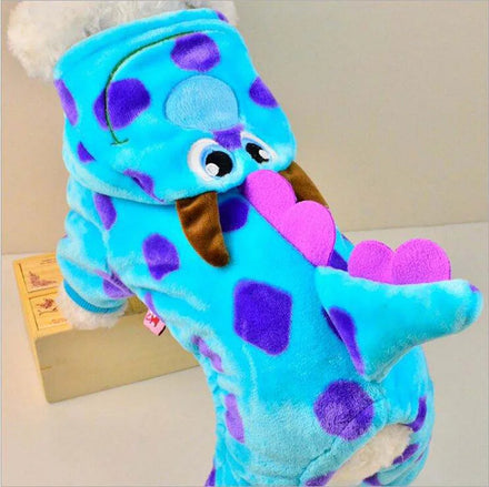 Dog Winter Warm Bubble Dragon Hoodie Costume Jumpsuit Dog Fleece Lamb Four Legged Onesie Jumper Dog Dinosaur Coat Costume